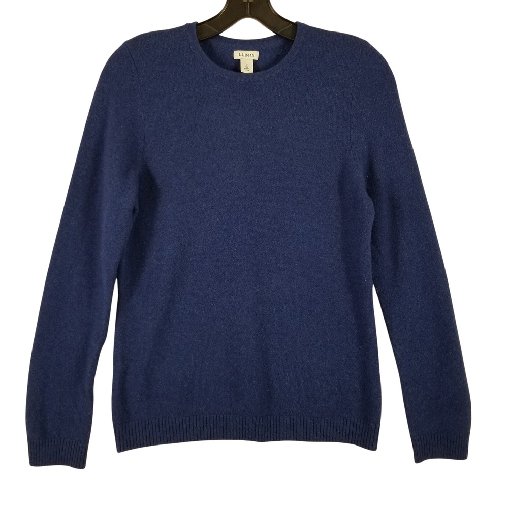 LL Bean Mens Blue 100%‎ Cashmere Crewneck Sweater Size Small 283586